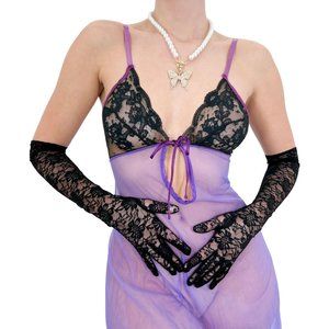 Vintage Elise Black Gloves